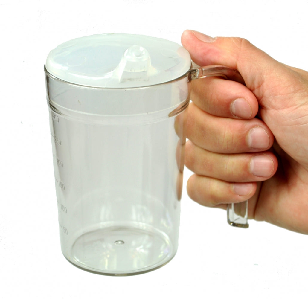 Clear Drinking Cup with handle & 2 lids