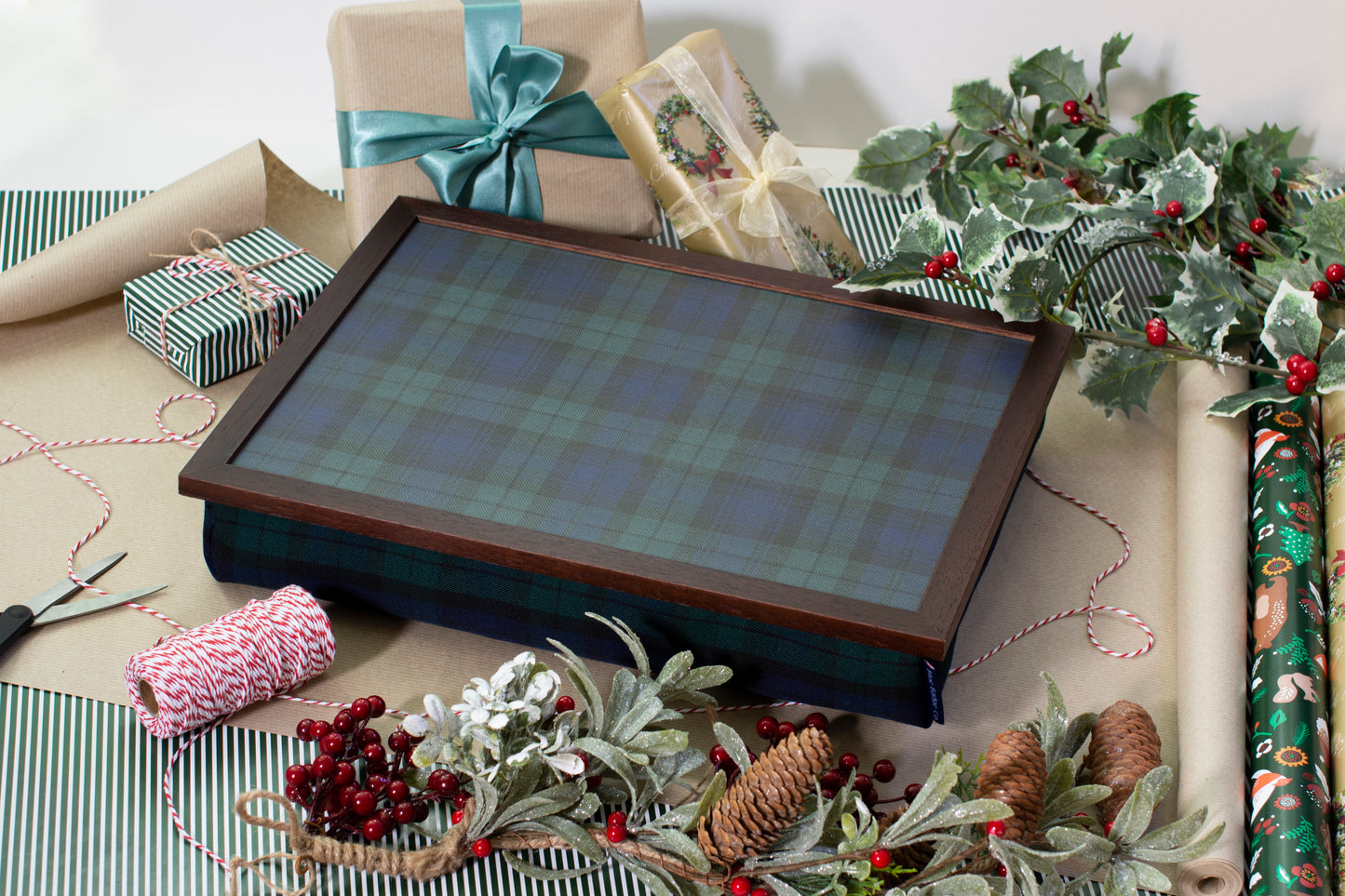 Bean Bag Lap Tray Cushion in Blackwatch Tartan